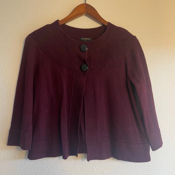 Academia Plum Big Button Open Cardigan - Picture 3 of 9